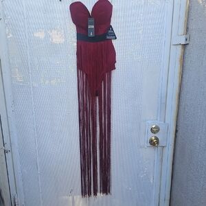 Rare London Burgundy Strapless Bodysuit